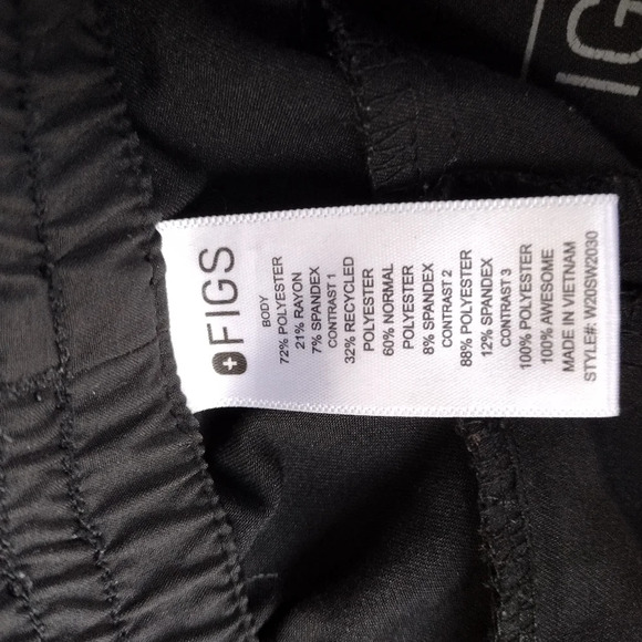 Figs Scrub Pants Jogger Elastic Cuff Black W20SW2030 Womens Small - Picture 3 of 5
